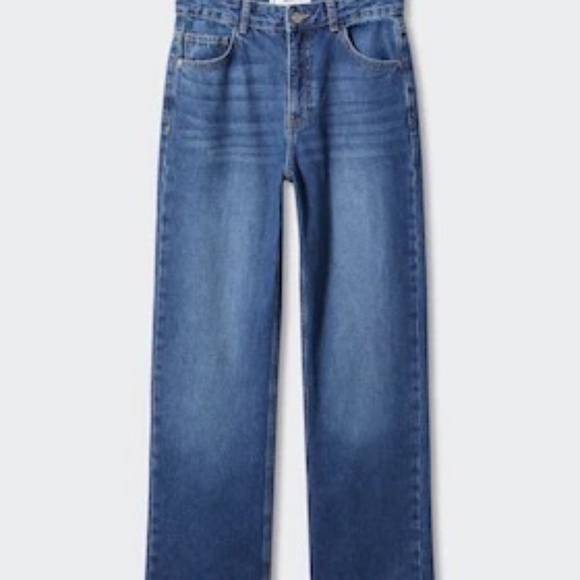 Mango MNG  Wide Leg Frayed Hem Jeans - Picture 1 of 4